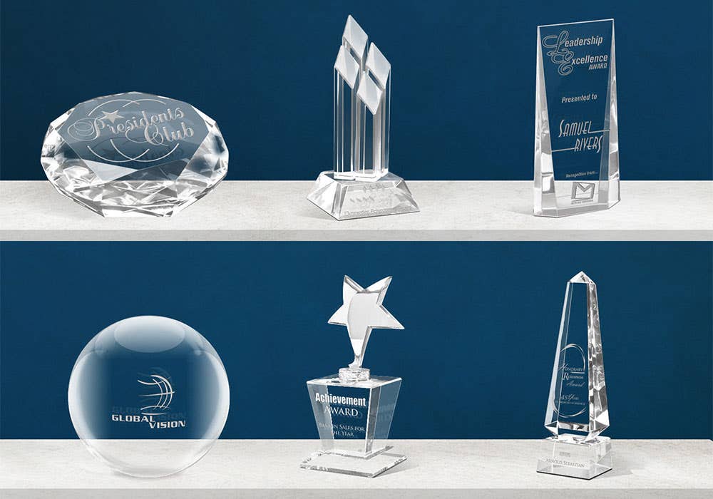 Custom Crystal Awards Laser Engraved