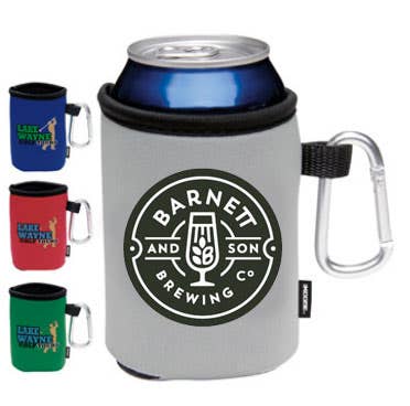 Collapsible Koozie Can Cooler with Carabiner