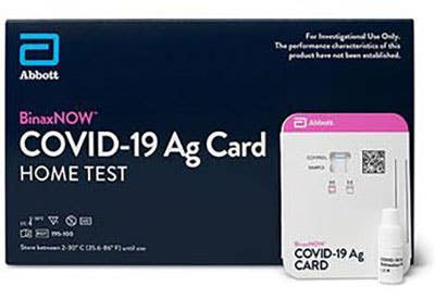 a BinaxNOW Covid-19 Ag card home test
