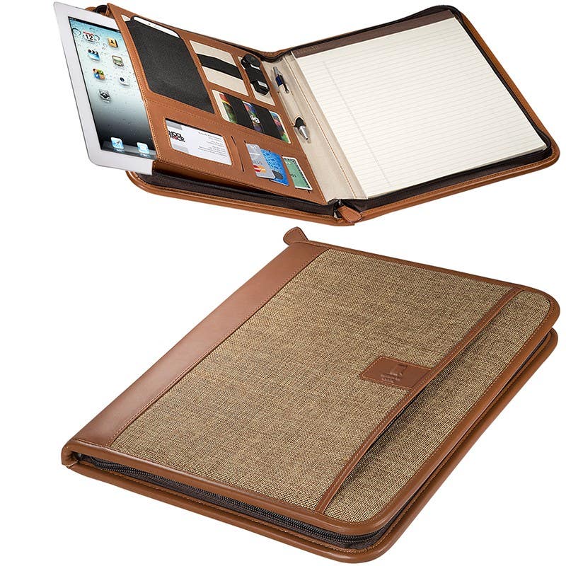 Linen Tablet Portfolio with Zip Closure