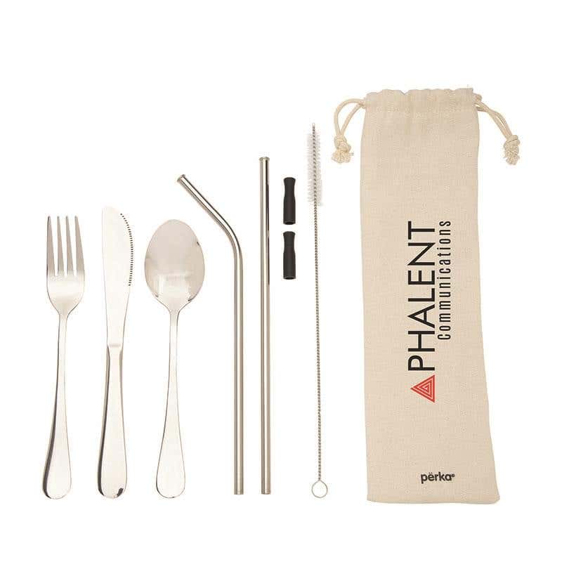 Përka® 6-Piece  Steel Straw & Utensil Set