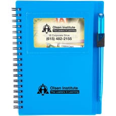 Spiral Bound Notebook with ID/Card Slot & Pen - 5 1/2" x 7"