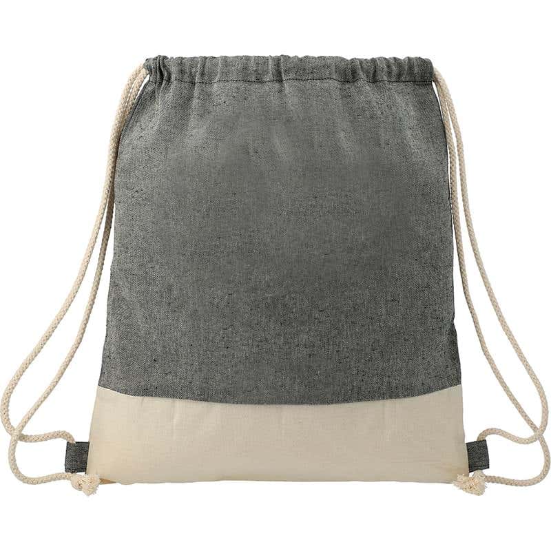 Recycled Two-Tone Cotton Drawstring Bag - 14" x 16 1/2"