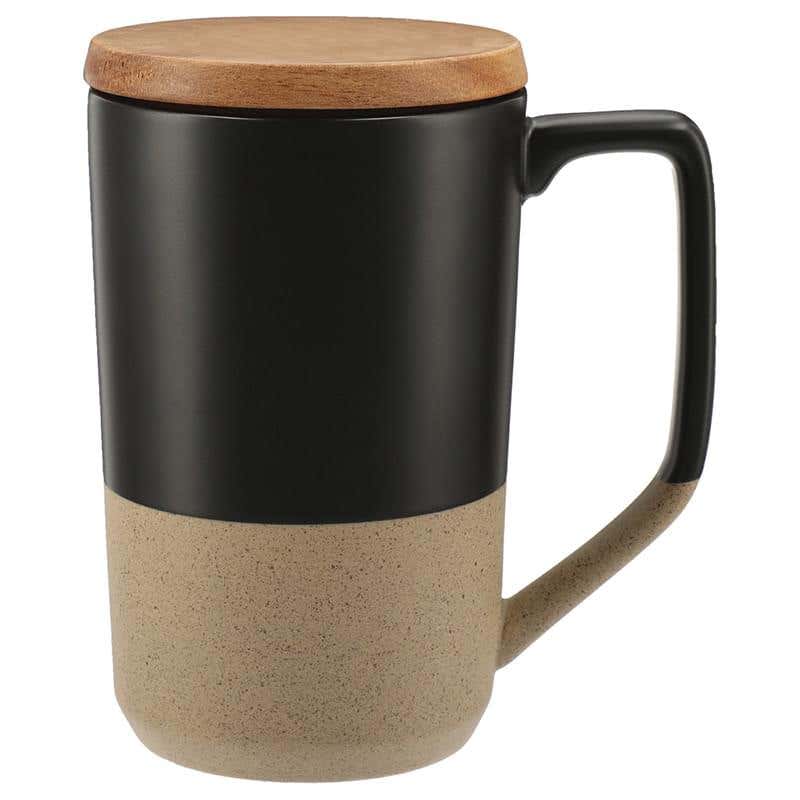 16 oz. Ceramic Mug with Wood Lid