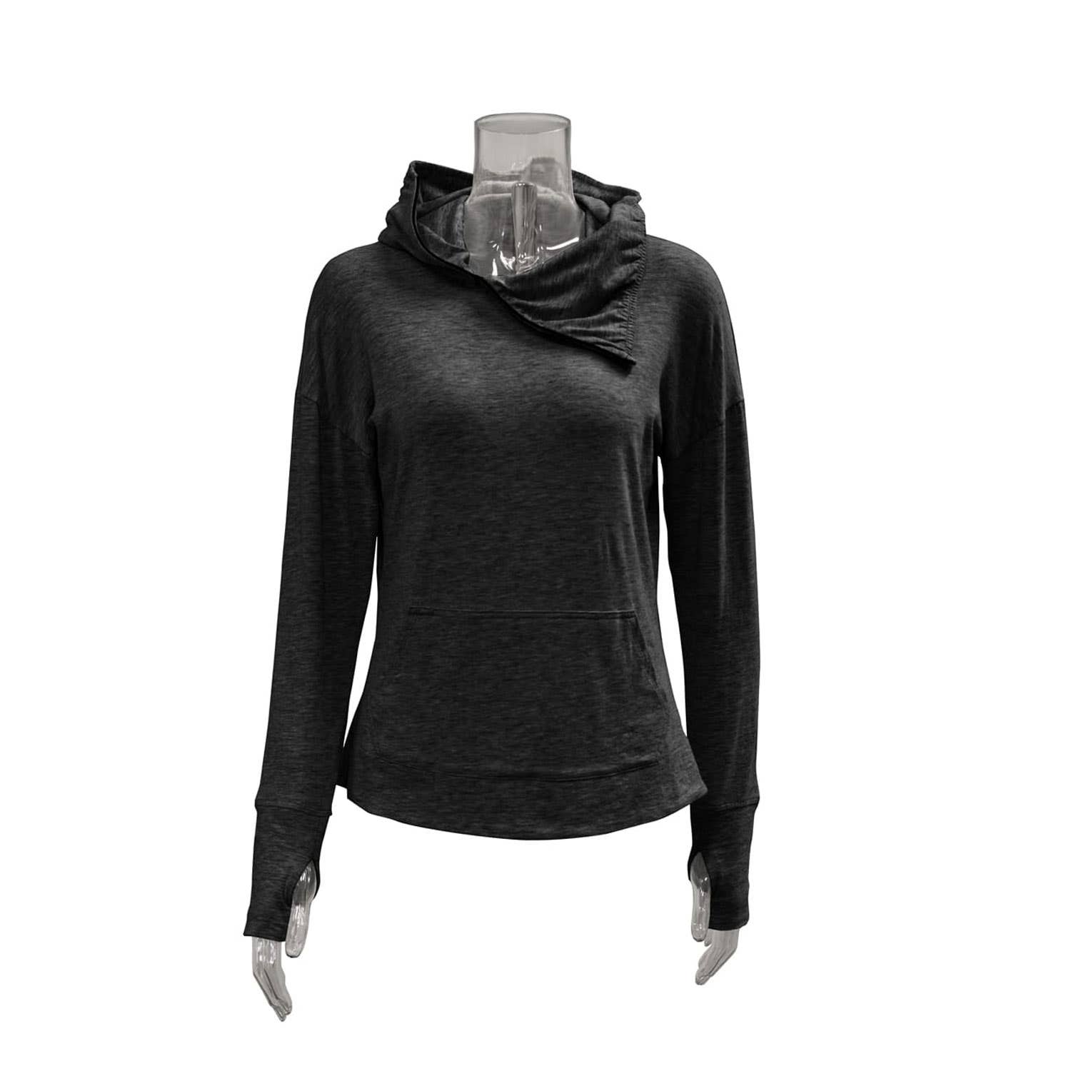 Women's Cotton Blend Hoodie with Built-In Neck Gaiter