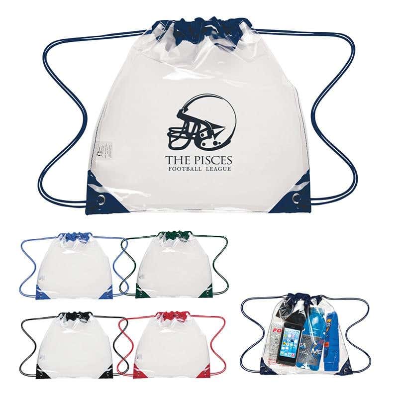 Clear Drawstring Bag with Reinforced Corners - 12" x 12"
