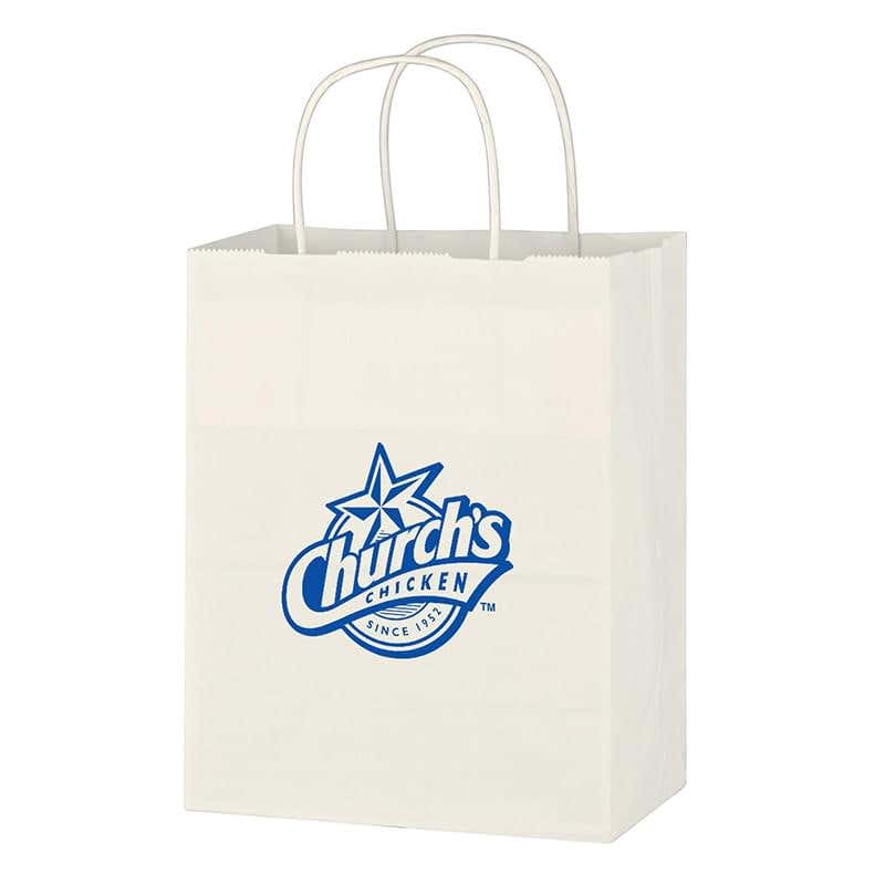 White Kraft Paper Bag with Handles - 8" x 10 1/4"