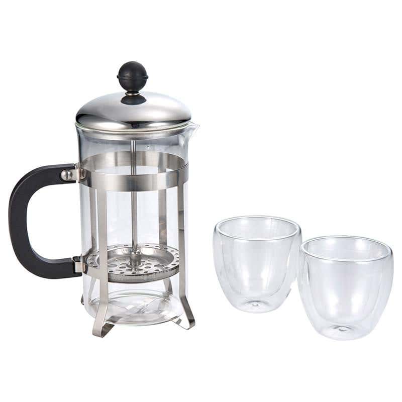 Modena Coffee Press & Glass Set