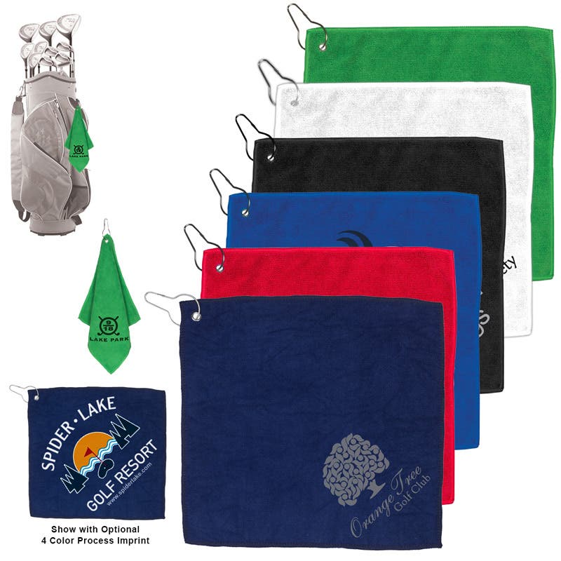 Microfiber Golf Towel & Grommet and Clip - 12" x 12"