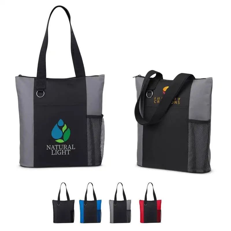 Zippered Polyester Tradeshow Tote Bag - 14" x 13 3/4" x 4 3/4"