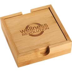 Bamboo Square Coaster Set with Caddy