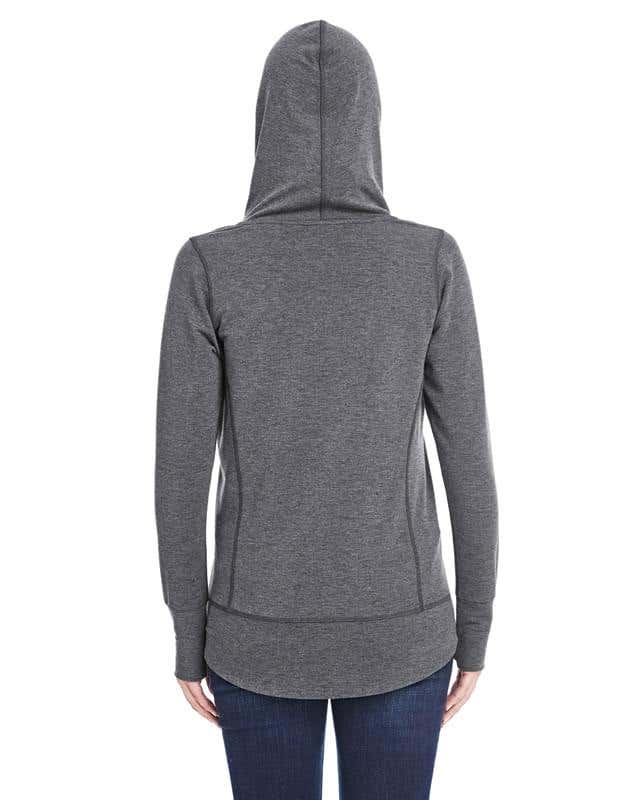 J America Omega Stretch Snap-Placket Hooded Sweatshirt - Women