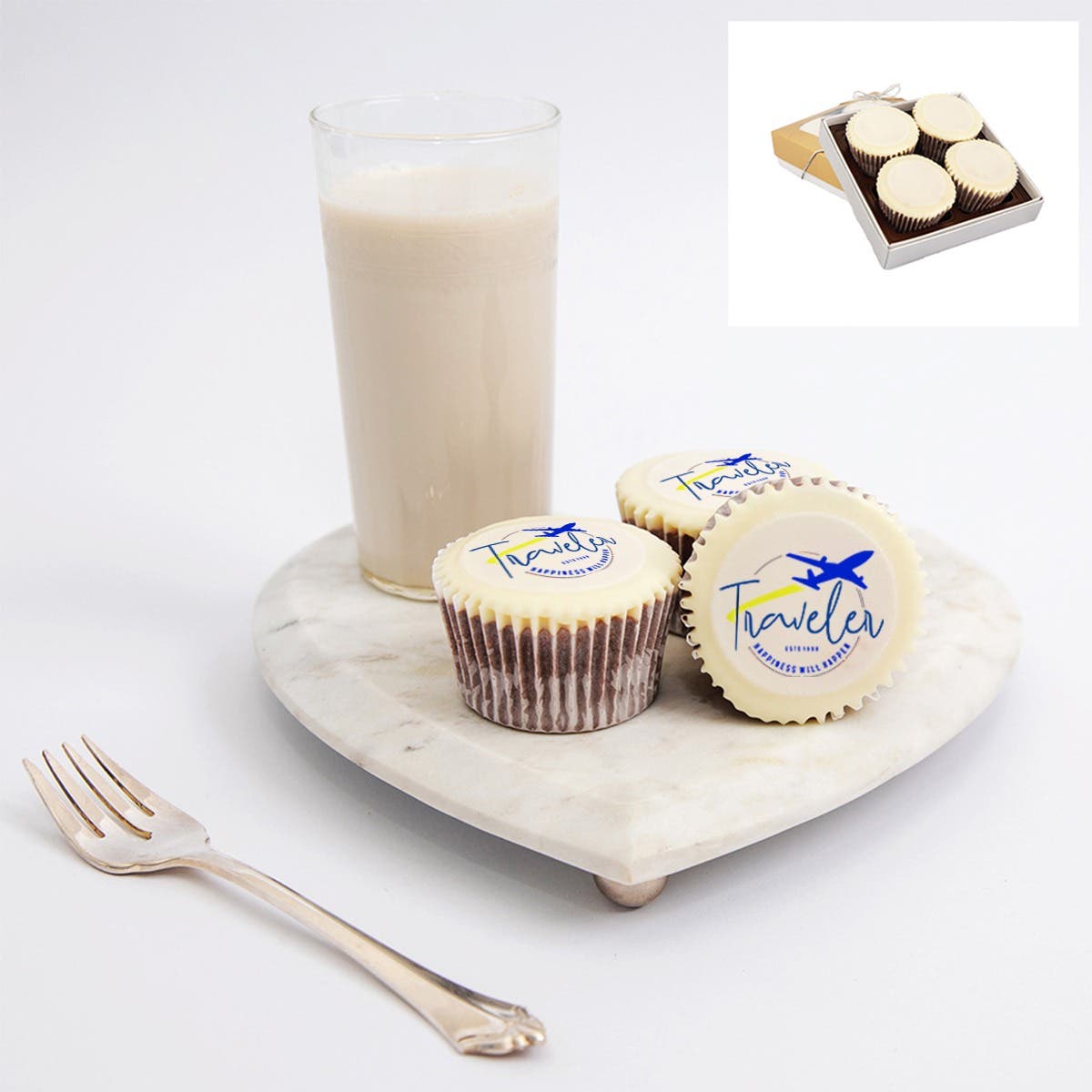 Chocolate-Dipped Logo Cupcakes - Gift Box of 4
