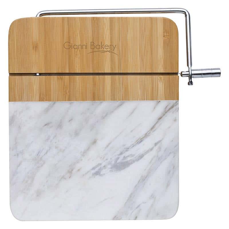 Marble and Bamboo Cheese Cutting Board With Slicer