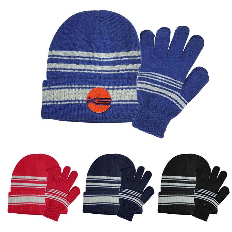 Knit Beanie with Cuff and Glove Set