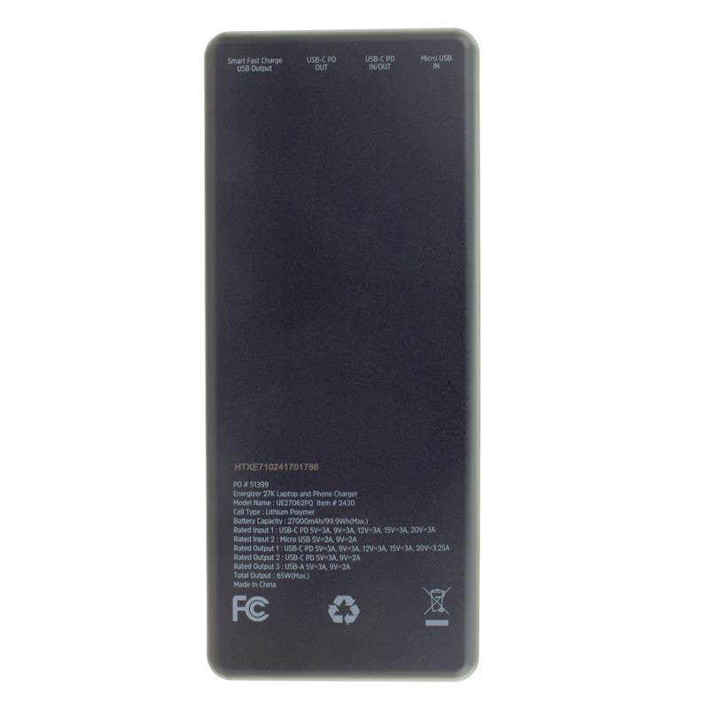 Energizer 65W Laptop Power Bank - 27,000 mAh
