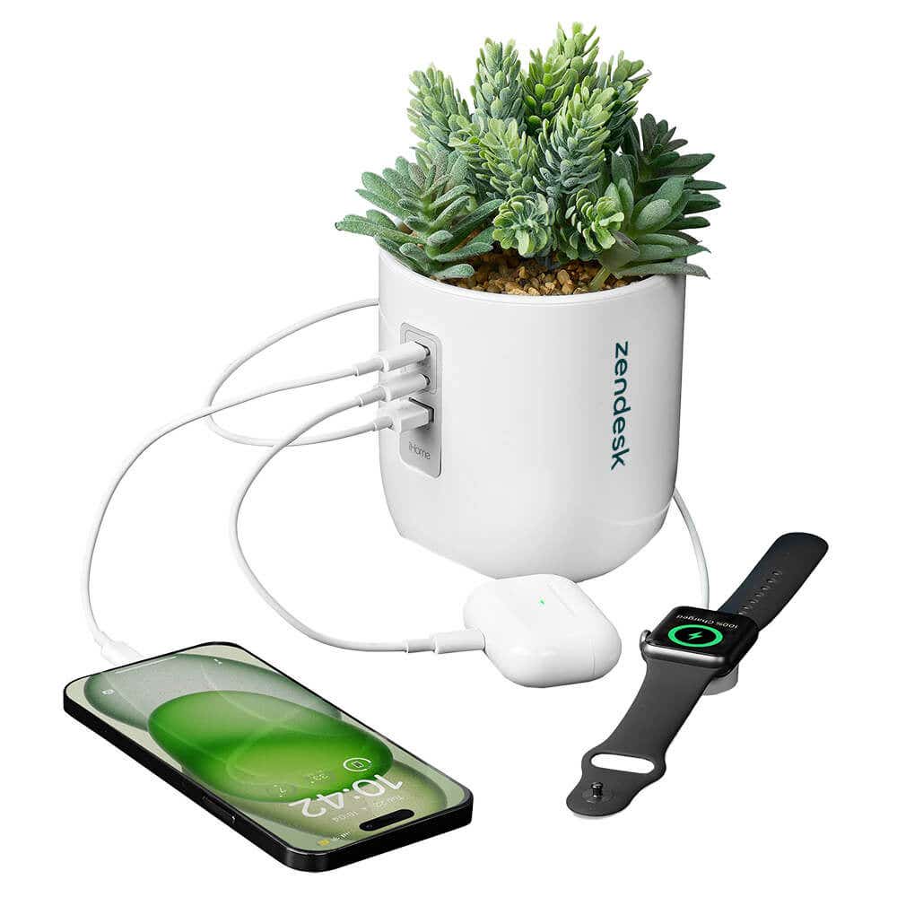 iHome® Faux Succulent with USB Charging Station