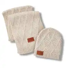 LEEMAN™ Trellis Pattern Knit Beanie & Scarf Gift Set