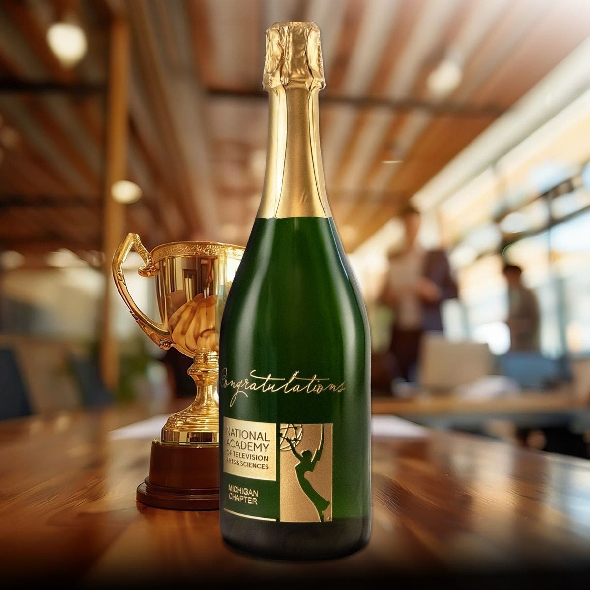 Etched CA Champagne Sparkling Wine Bottle