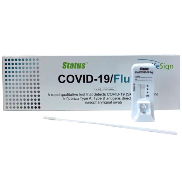 lifeSign Status COVID-19/Flu Test Kits inside box