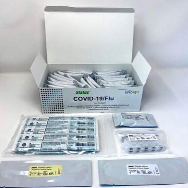 What is inside the lifeSign Status COVID-19/Flu Test Kit Box Bulk